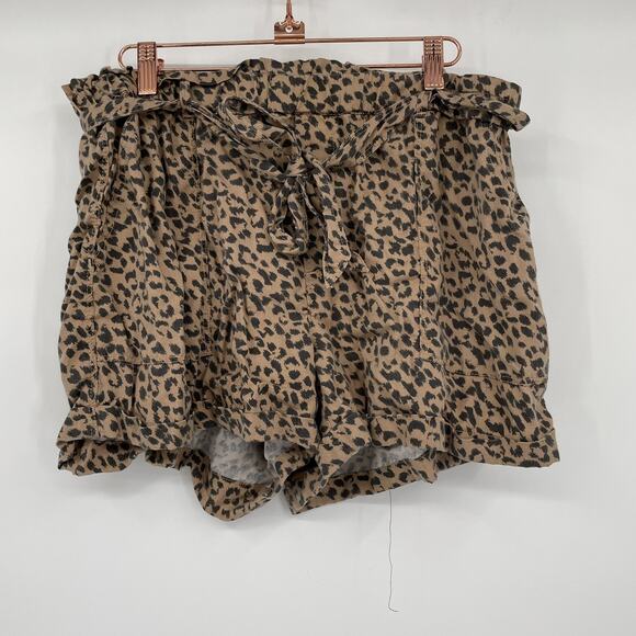 Aerie Leopard Print Belted Shorts Size Large L - Picture 2 of 6